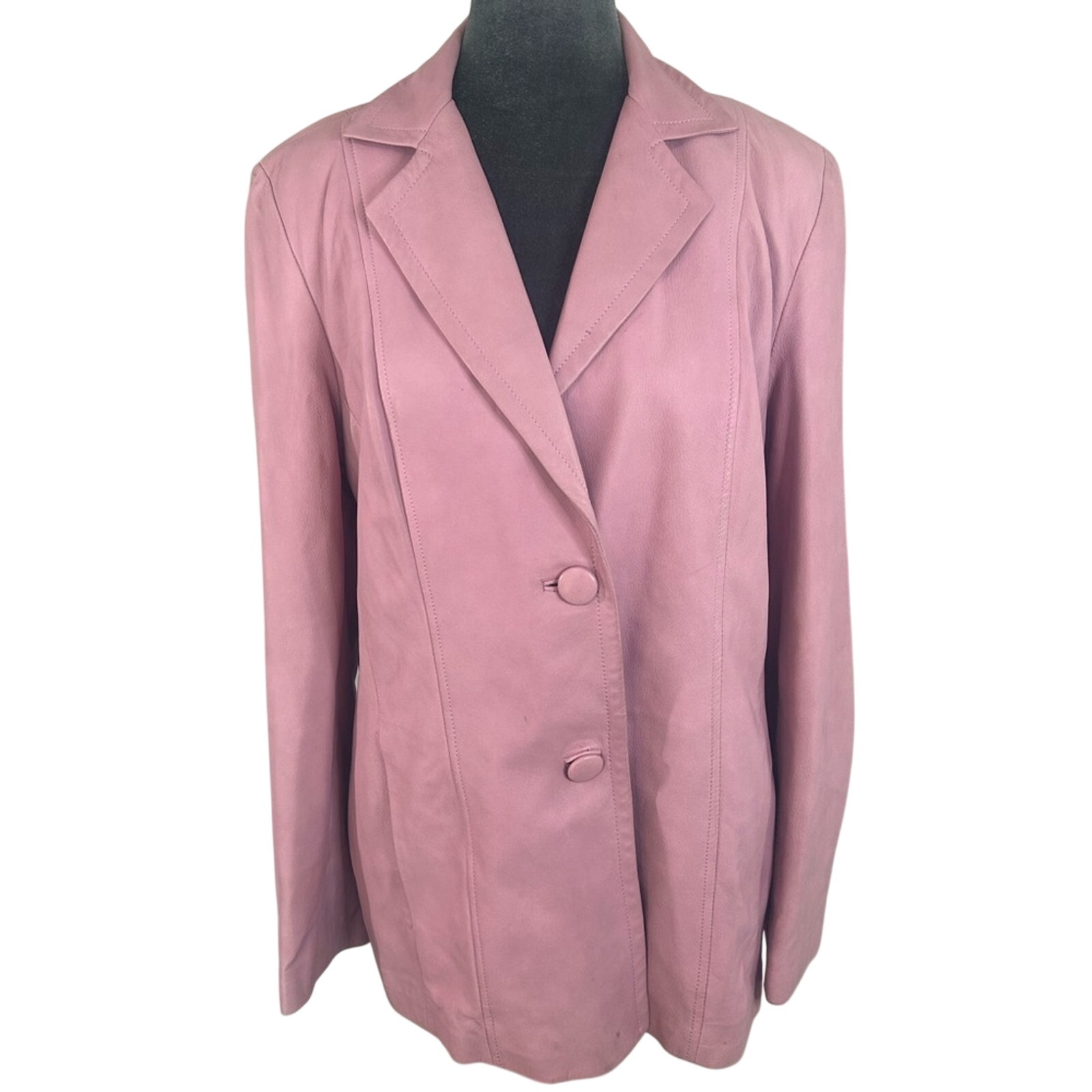 90 Y2k Blazer- Leathered - Light Dusty Pink- Rose- Missing Size Tag- Some Spots2